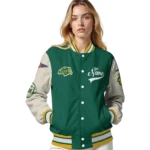 custom north dakota state bison wildcat pawprint green nude varsity jacket best selling.webp