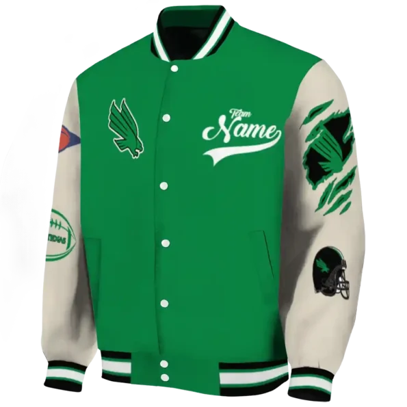 custom north texas mean green wildcat pawprint green nude varsity jacket best selling.webp
