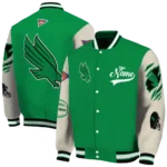 custom north texas mean green wildcat pawprint green nude varsity jacket best selling.webp