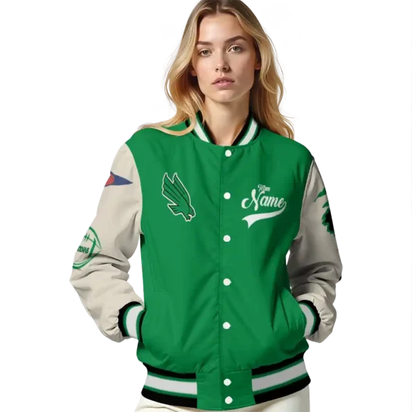custom north texas mean green wildcat pawprint green nude varsity jacket latest model.webp