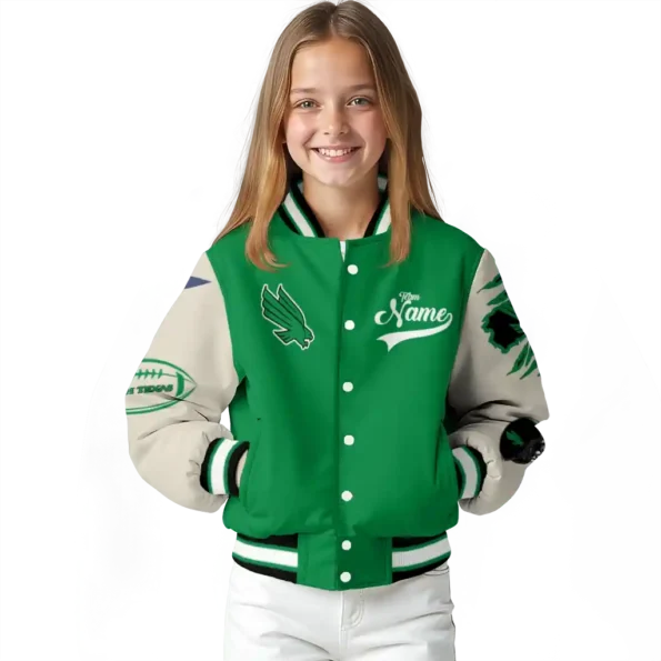 custom north texas mean green wildcat pawprint green nude varsity jacket top rated.webp