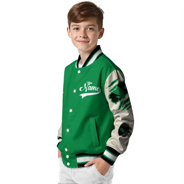custom north texas mean green wildcat pawprint green nude varsity jacket trendy.webp