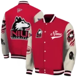 custom northern illinois huskies wildcat pawprint red nude varsity jacket best selling.webp