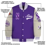 custom northwestern wildcats wildcat pawprint purple nude varsity jacket best selling.webp