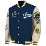 custom notre dame fighting irish wildcat pawprint navy nude varsity jacket best selling.webp