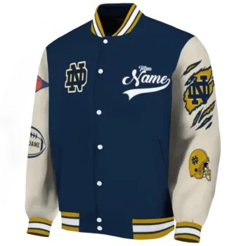 custom notre dame fighting irish wildcat pawprint navy nude varsity jacket best selling.webp