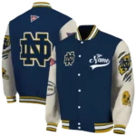 custom notre dame fighting irish wildcat pawprint navy nude varsity jacket best selling.webp