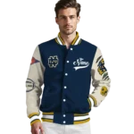 custom notre dame fighting irish wildcat pawprint navy nude varsity jacket best selling.webp