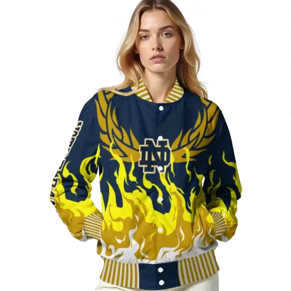custom notre dame fighting irish winged blaze navy white varsity jacket latest model.webp