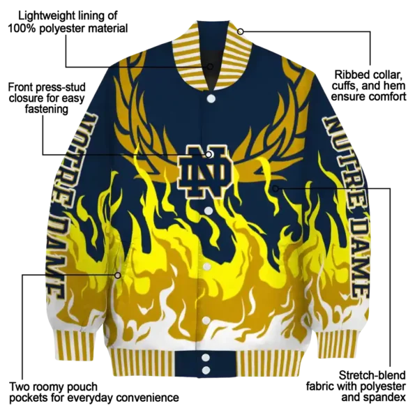 custom notre dame fighting irish winged blaze navy white varsity jacket new arrival.webp