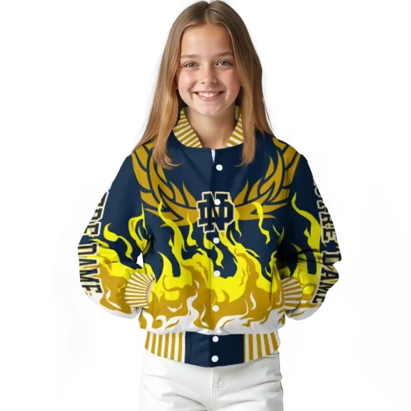 custom notre dame fighting irish winged blaze navy white varsity jacket top rated.webp