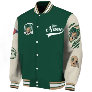 custom ohio bobcats wildcat pawprint green nude varsity jacket best selling.webp