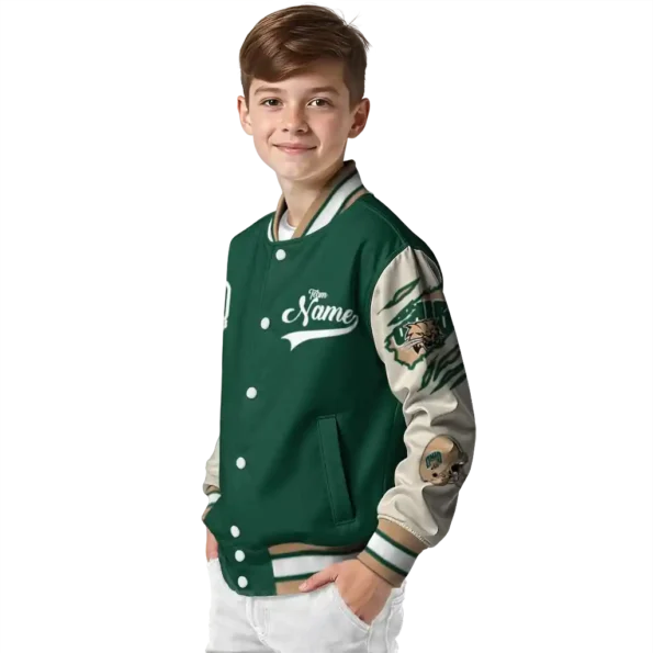 custom ohio bobcats wildcat pawprint green nude varsity jacket trendy.webp