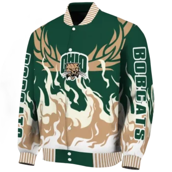 custom ohio bobcats winged blaze green white varsity jacket best selling.webp