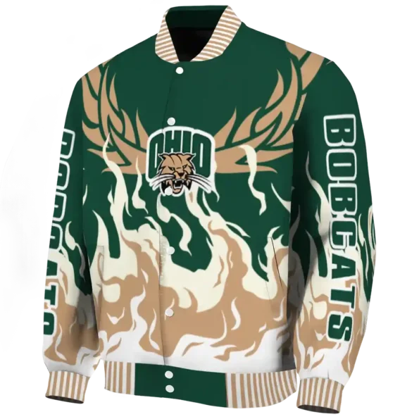 custom ohio bobcats winged blaze green white varsity jacket best selling.webp