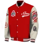 custom ohio state buckeyes wildcat pawprint scarlet nude varsity jacket best selling.webp