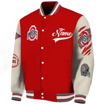 custom ohio state buckeyes wildcat pawprint scarlet nude varsity jacket best selling.webp