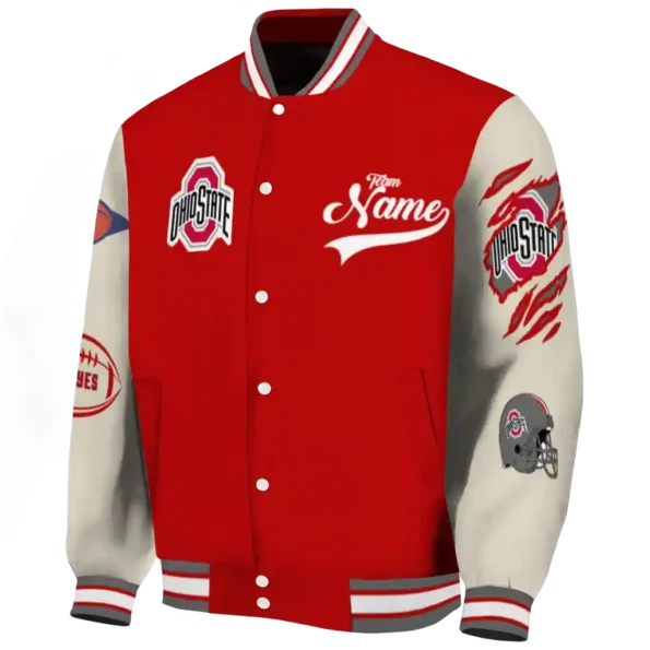 custom ohio state buckeyes wildcat pawprint scarlet nude varsity jacket best selling.webp