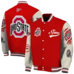 custom ohio state buckeyes wildcat pawprint scarlet nude varsity jacket best selling.webp