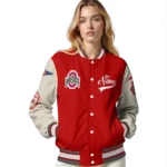custom ohio state buckeyes wildcat pawprint scarlet nude varsity jacket best selling.webp