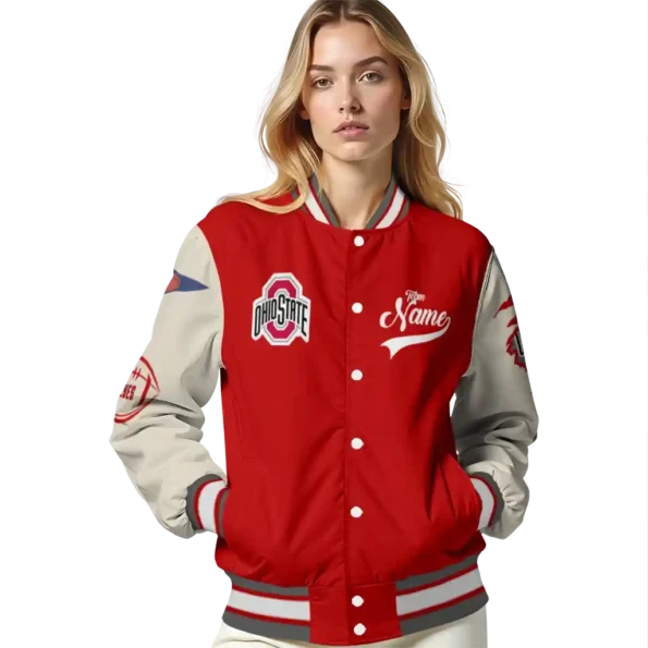custom ohio state buckeyes wildcat pawprint scarlet nude varsity jacket latest model.webp