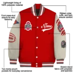 custom ohio state buckeyes wildcat pawprint scarlet nude varsity jacket best selling.webp