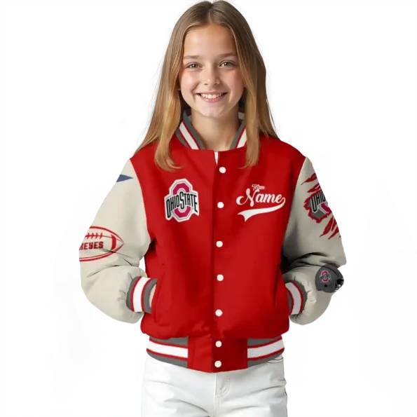 custom ohio state buckeyes wildcat pawprint scarlet nude varsity jacket top rated.webp