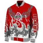 custom ohio state buckeyes winged blaze scarlet white varsity jacket best selling.webp