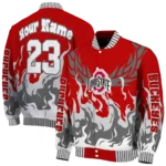 custom ohio state buckeyes winged blaze scarlet white varsity jacket best selling.webp