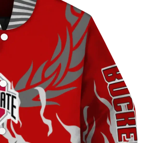 custom ohio state buckeyes winged blaze scarlet white varsity jacket premium grade.webp