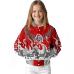 custom ohio state buckeyes winged blaze scarlet white varsity jacket best selling.webp