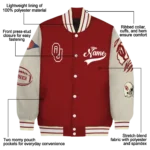 custom oklahoma sooners wildcat pawprint crimson nude varsity jacket best selling.webp
