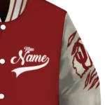 custom oklahoma sooners wildcat pawprint crimson nude varsity jacket best selling.webp