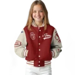 custom oklahoma sooners wildcat pawprint crimson nude varsity jacket best selling.webp