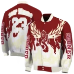 custom oklahoma sooners winged blaze crimson white varsity jacket best selling.webp