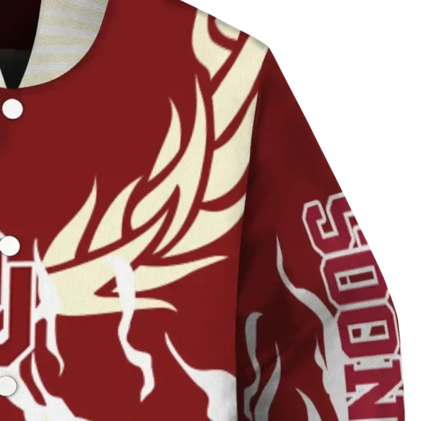 custom oklahoma sooners winged blaze crimson white varsity jacket premium grade.webp