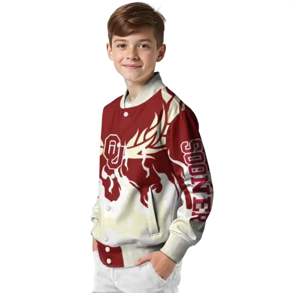 custom oklahoma sooners winged blaze crimson white varsity jacket trendy.webp