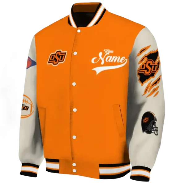 custom oklahoma state cowboys wildcat pawprint orange nude varsity jacket best selling.webp