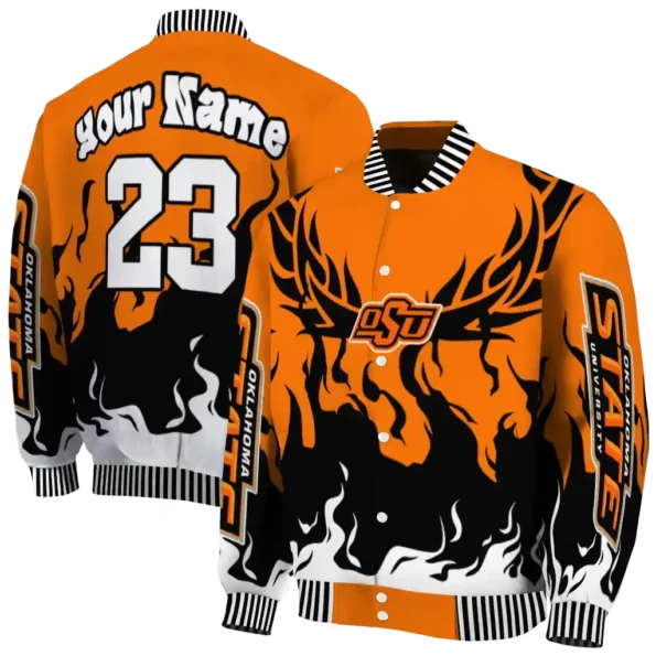 custom oklahoma state cowboys winged blaze orange white varsity jacket fashion forward.webp