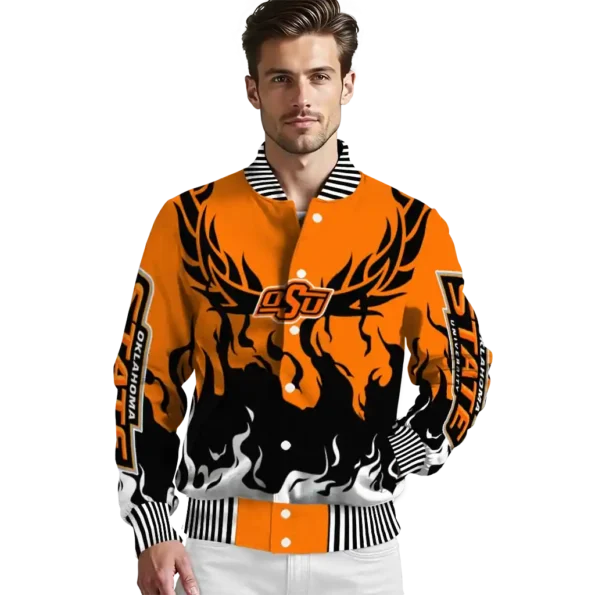 custom oklahoma state cowboys winged blaze orange white varsity jacket high quality.webp