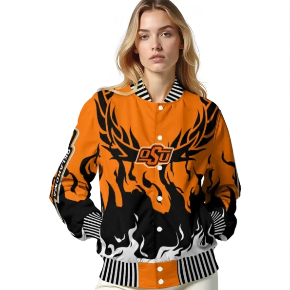 custom oklahoma state cowboys winged blaze orange white varsity jacket latest model.webp