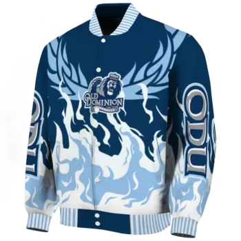 custom old dominion monarchs winged blaze blue white varsity jacket best selling.webp