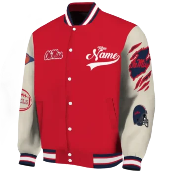 custom ole miss rebels wildcat pawprint red nude varsity jacket best selling.webp