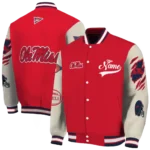 custom ole miss rebels wildcat pawprint red nude varsity jacket best selling.webp