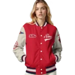 custom ole miss rebels wildcat pawprint red nude varsity jacket best selling.webp