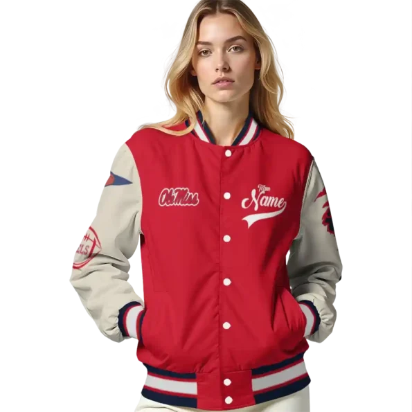 custom ole miss rebels wildcat pawprint red nude varsity jacket latest model.webp