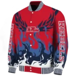 custom ole miss rebels winged blaze red white varsity jacket best selling.webp