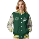 custom oregon ducks wildcat pawprint green nude varsity jacket best selling.webp