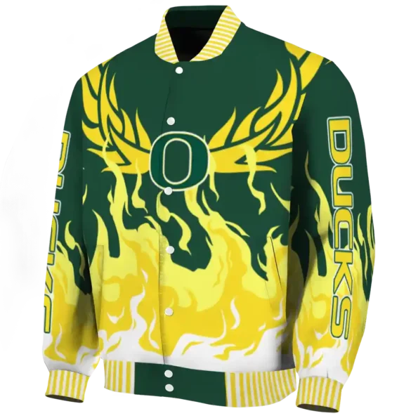 custom oregon ducks winged blaze green white varsity jacket best selling.webp