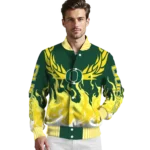 custom oregon ducks winged blaze green white varsity jacket best selling.webp